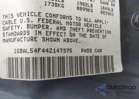 2004 Saturn Ion 3 из США, поврежденный, VIN 1G8AL54F44Z147375